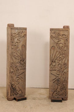 Pair of Mid-20th Century Carved Doors from Borneo on Stands