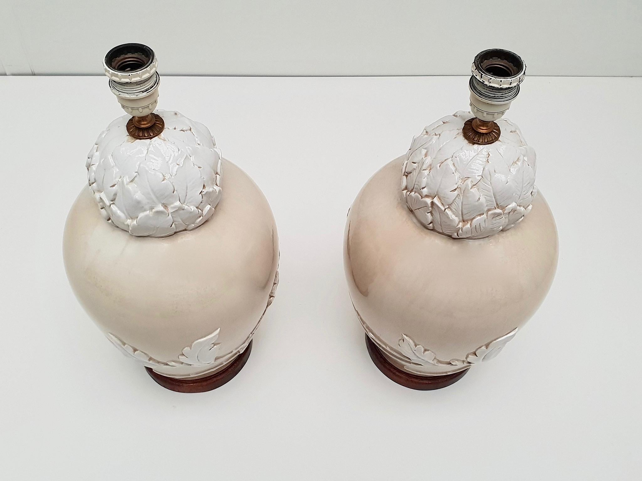 Pair of Mid-20th Century Ceramic Table Lamps For Sale 1