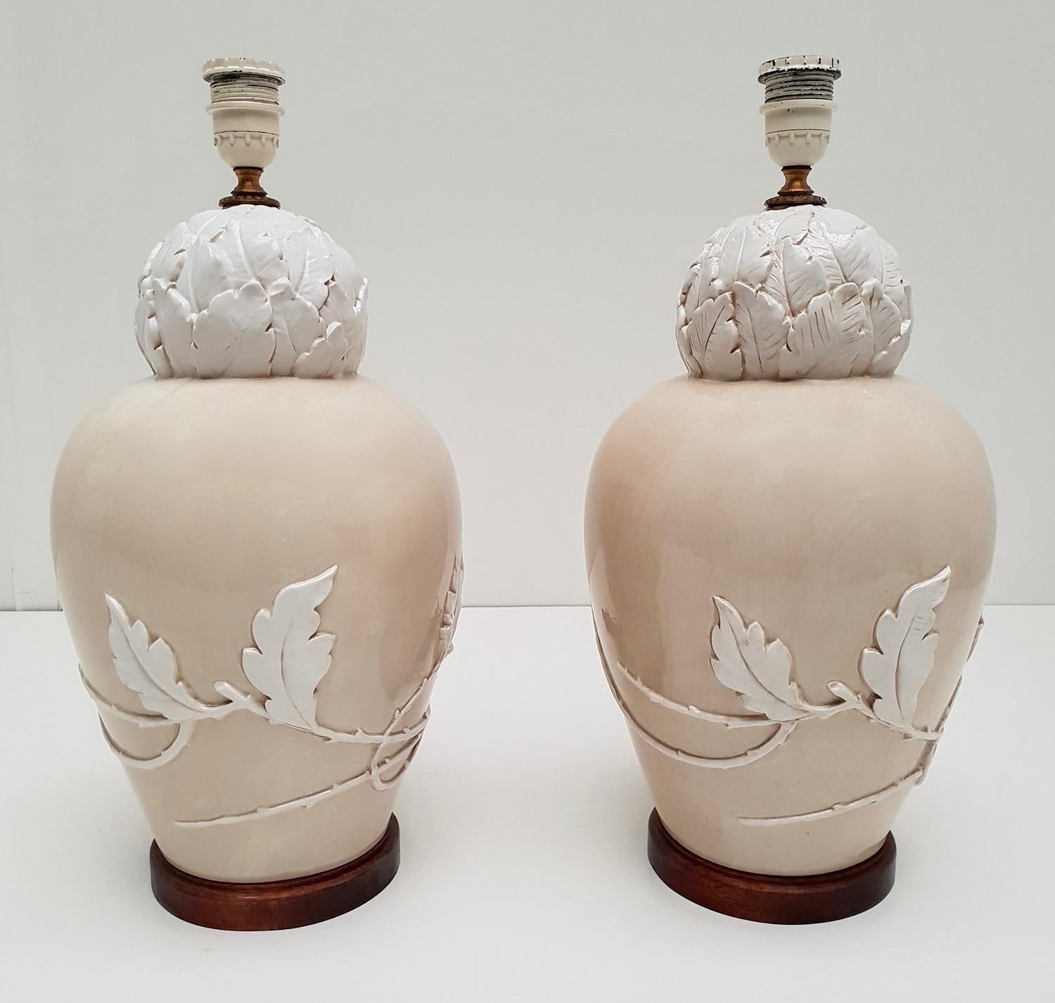 Pair of Mid-20th Century Ceramic Table Lamps For Sale 2