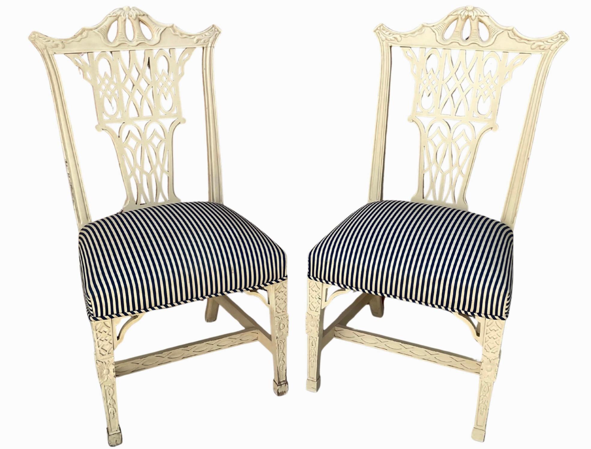 Pair of Mid-20th Century Chinese Chippendale Side Chairs