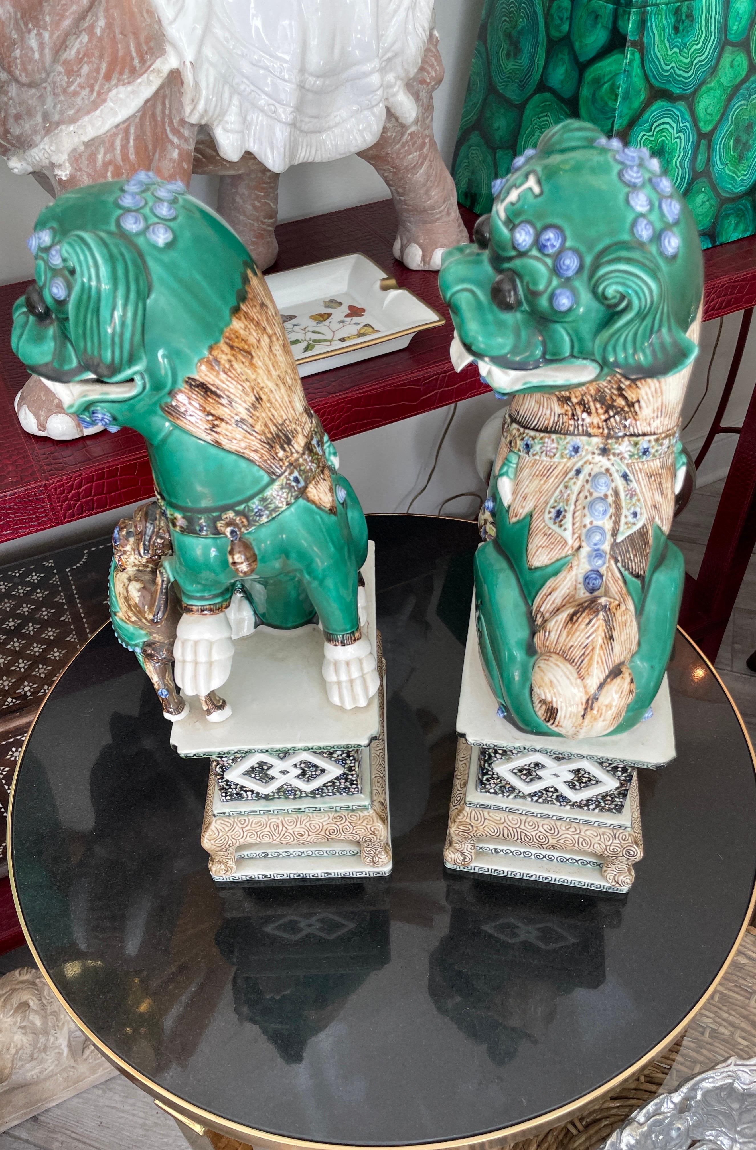 Pareja de Perros Foo chinos de mediados del siglo XX Chino en venta