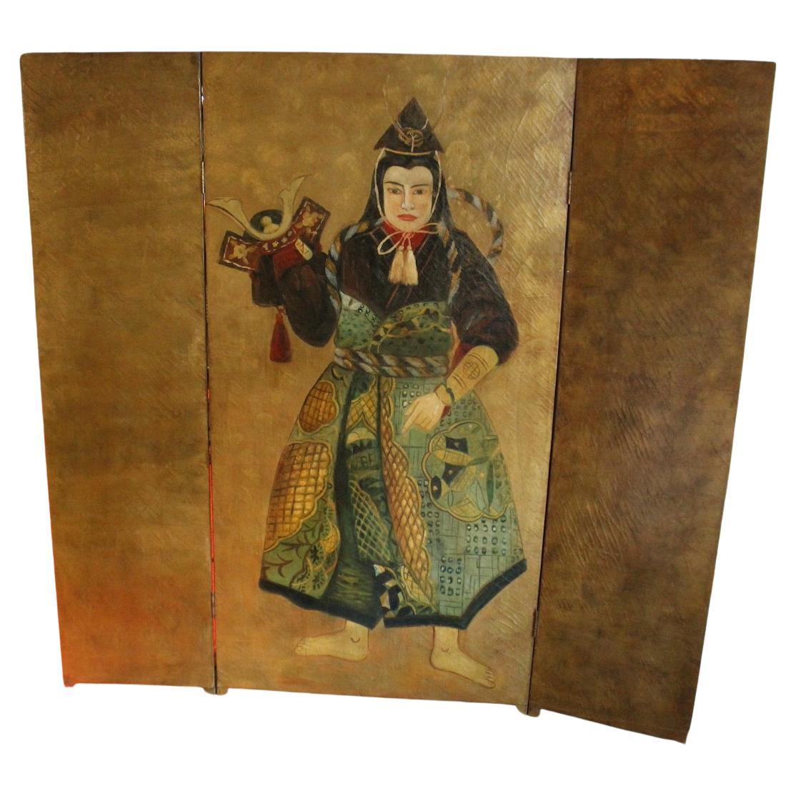Pair of Mid-20th Century chinoiserie Screens, Hand Painted,  For Sale