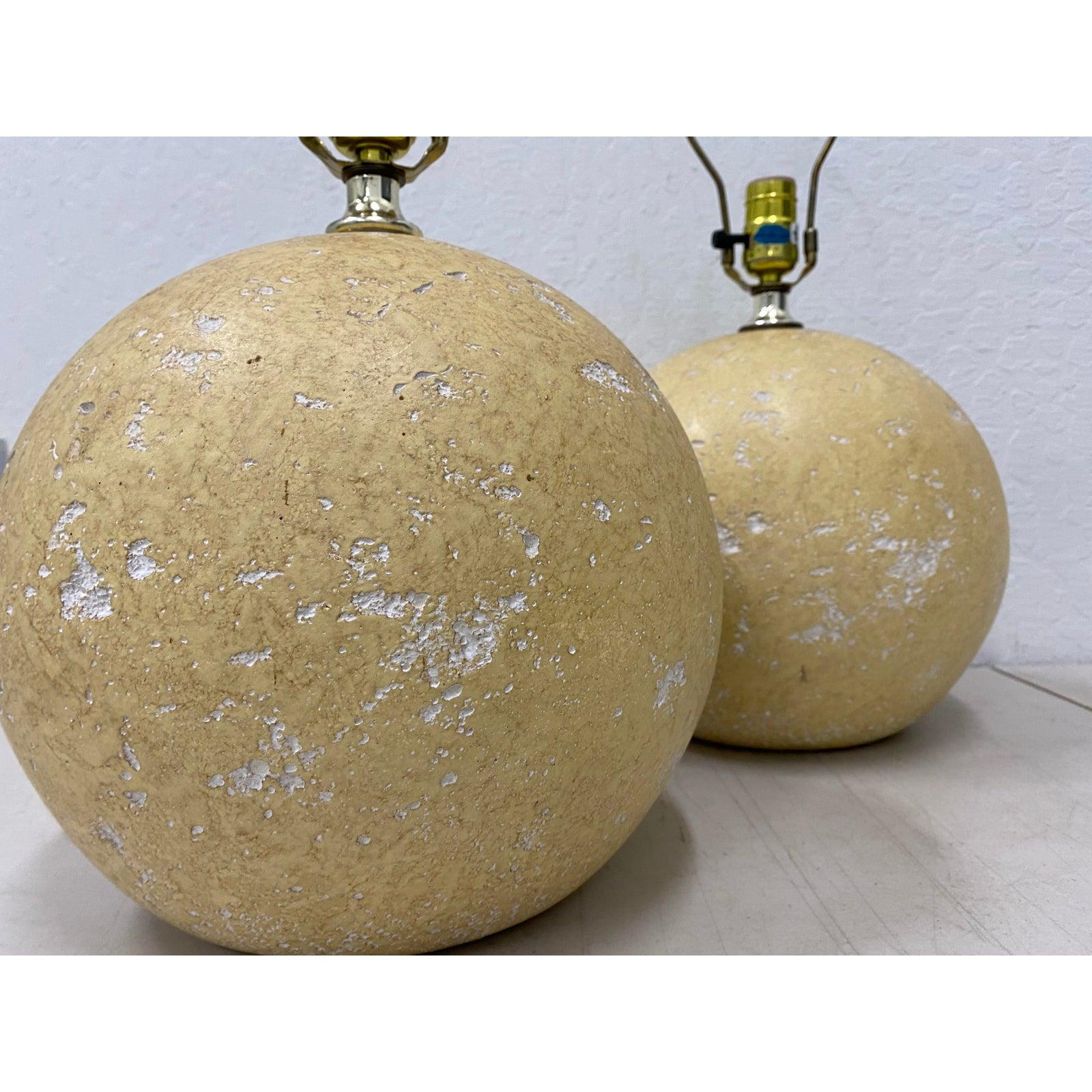 Mid-Century Modern Pair of Mid-20th Century Cratered Moonscape Table Lamps For Sale