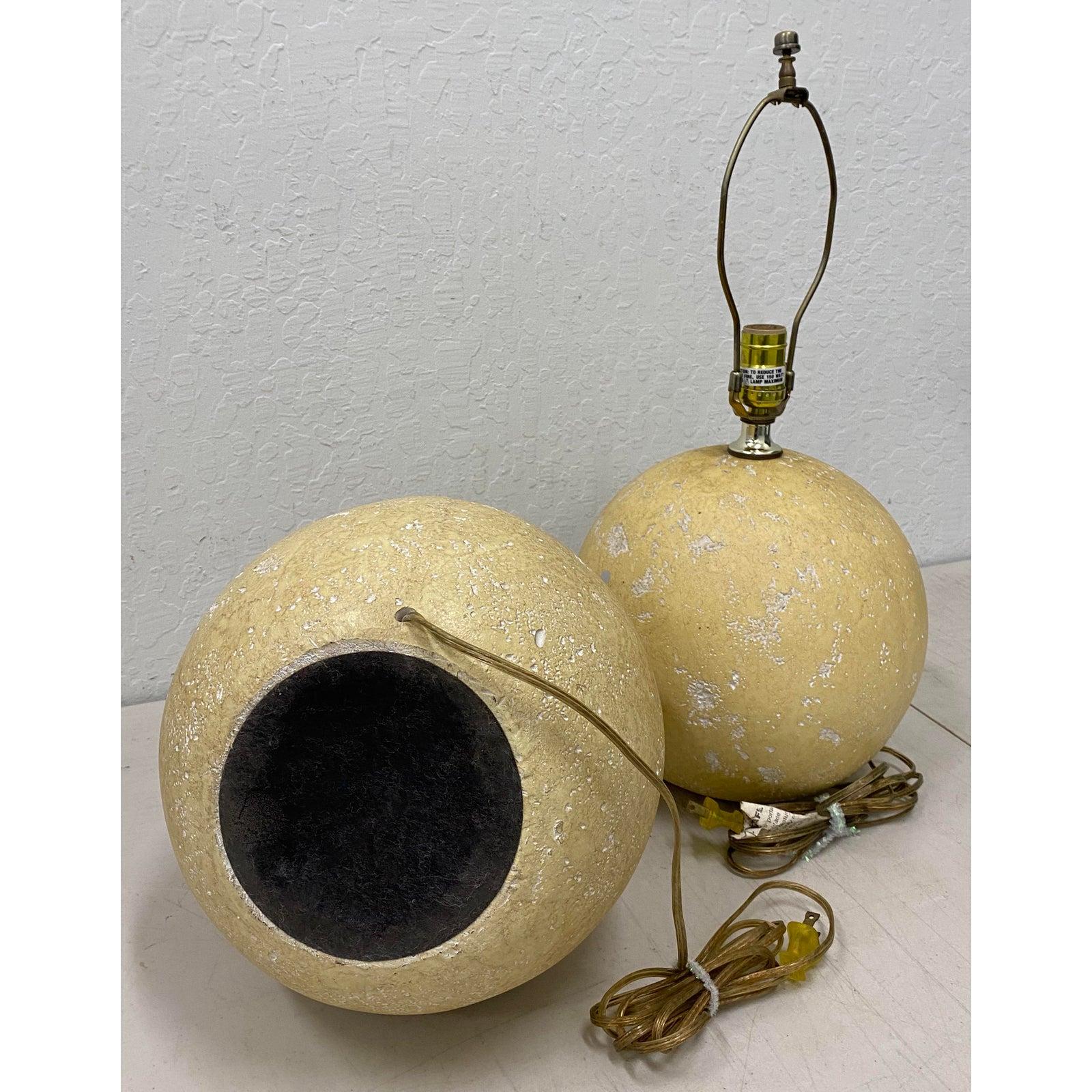 American Pair of Mid-20th Century Cratered Moonscape Table Lamps For Sale
