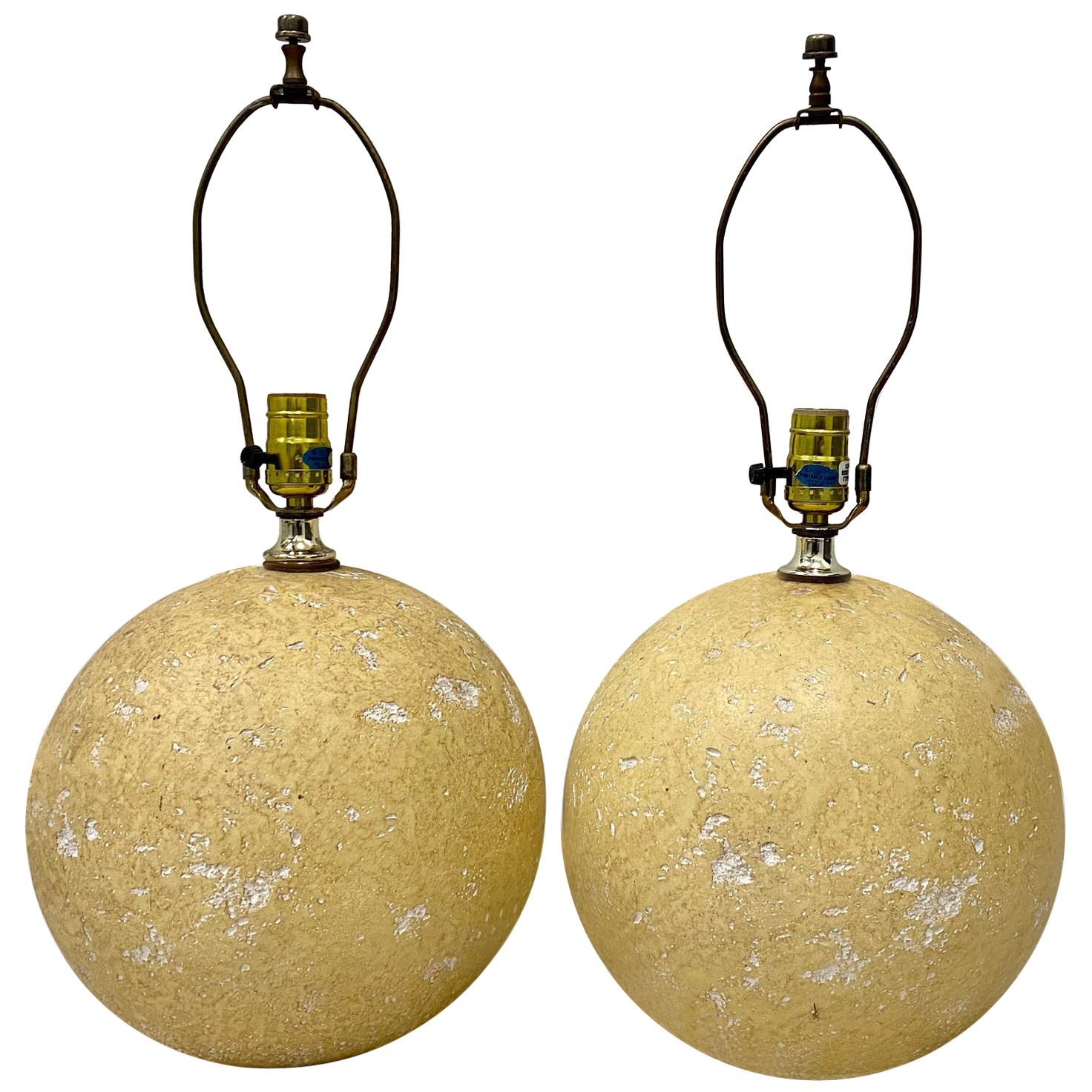 Pair of Mid-20th Century Cratered Moonscape Table Lamps