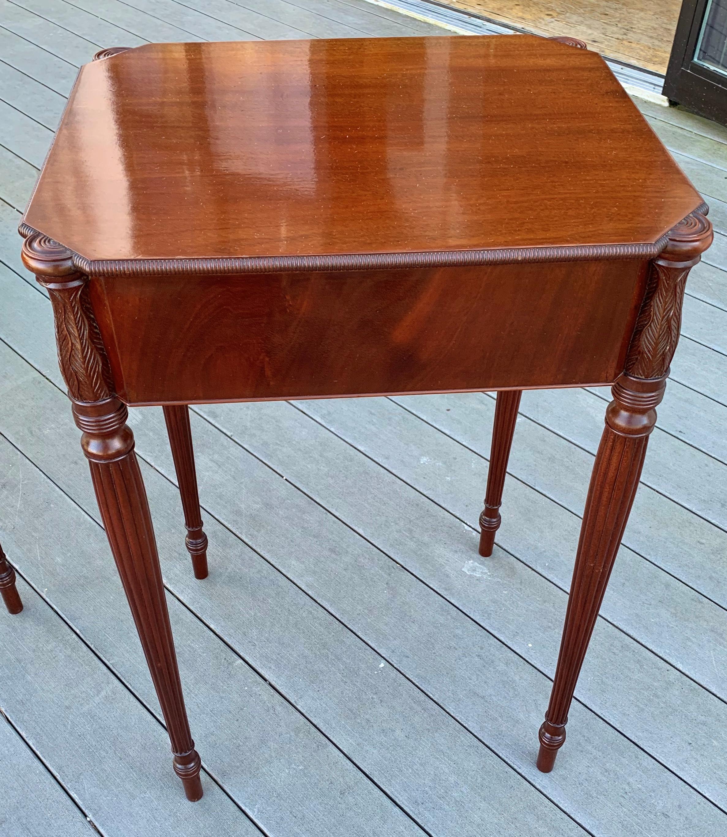 Pair of Mid-20th Century Custom Federal End Tables in Style of Samuel McIntire 4