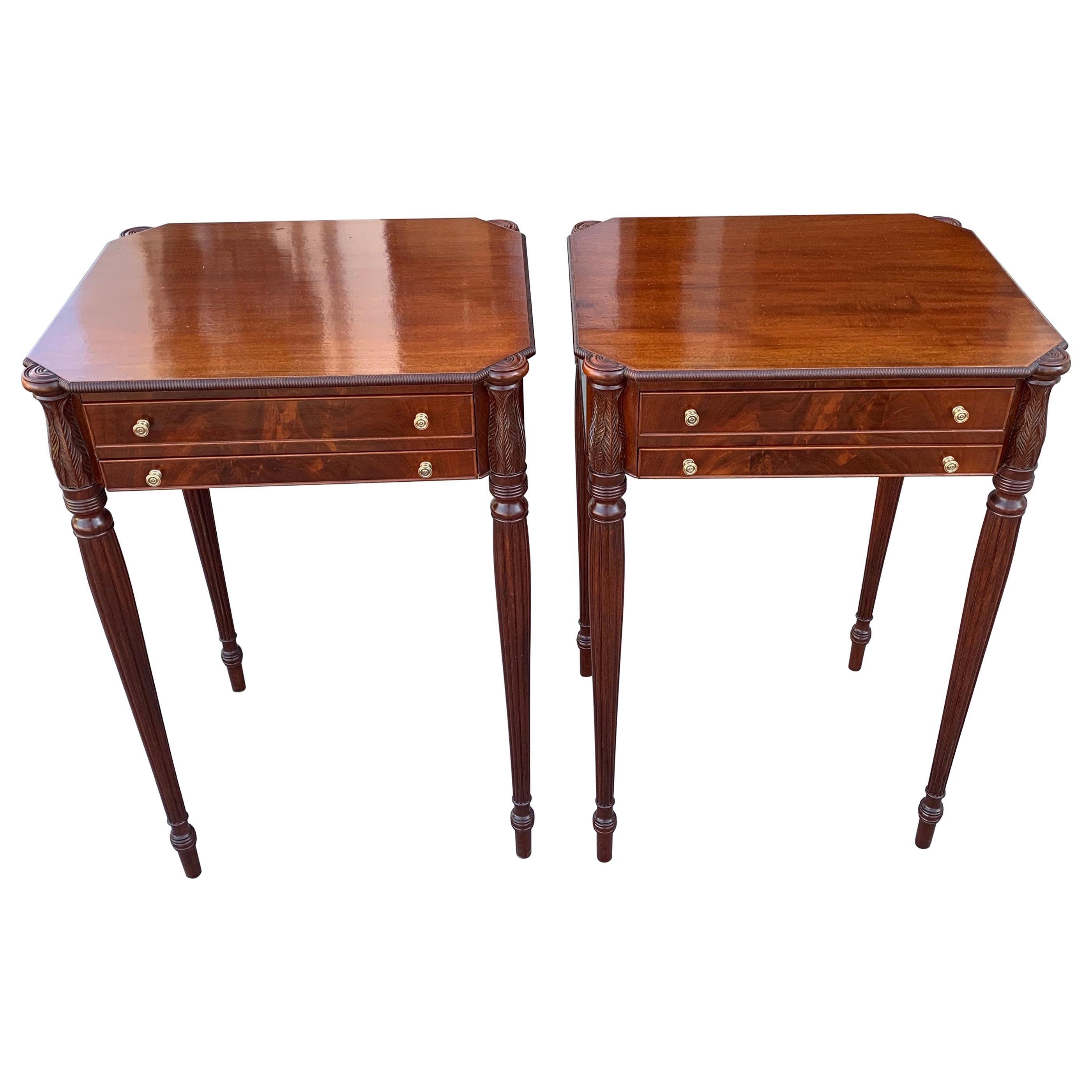 Pair of Mid-20th Century Custom Federal End Tables in Style of Samuel McIntire