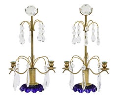 Pair of mid 20th century cut glass decorative candlesticks