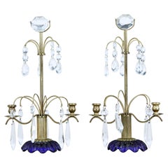 Pair of Mid 20th Century Cut Glass Decorative Candlesticks
