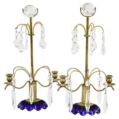 Pair of mid 20th century cut glass decorative candlesticks