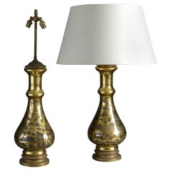 Pair of Mid-20th Century Decalcomania Vase Lamps