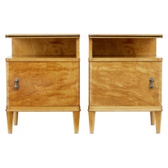 Pair of Mid-20th Century Deco Inspired Birch Bedside Tables