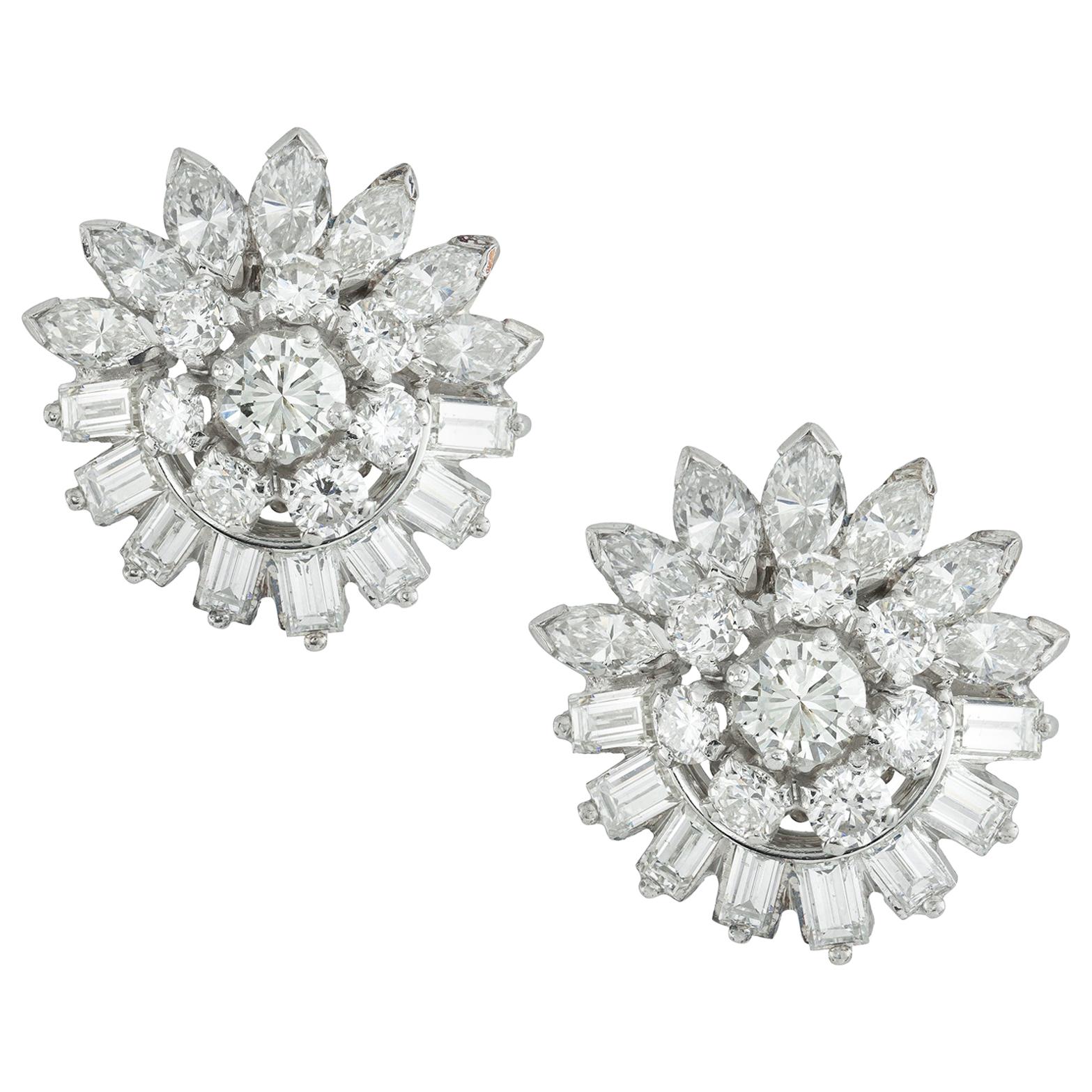 Pair of Mid-20th Century Diamond Earrings