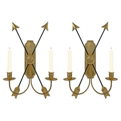 Retro Pair of Mid-20th Century Empire-Style Candle Sconces