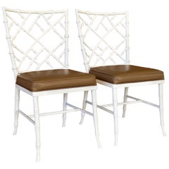 Pair of Mid-20th Century Faux Bamboo Side Chairs by Phyllis Morris