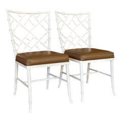 Pair of Mid-20th Century Faux Bamboo Side Chairs by Phyllis Morris