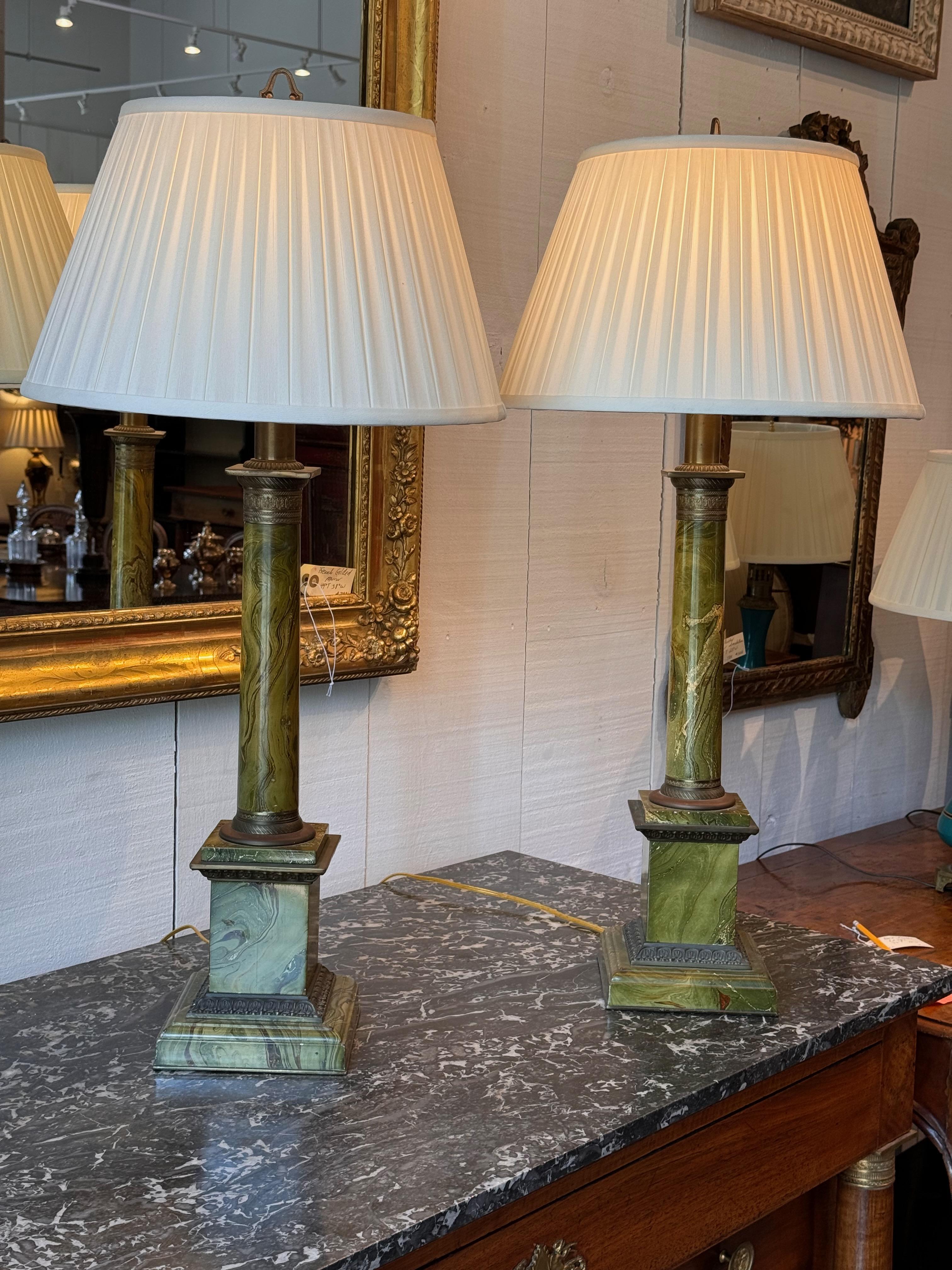 Pair of Mid 20th Century Faux Marble Lamps 2