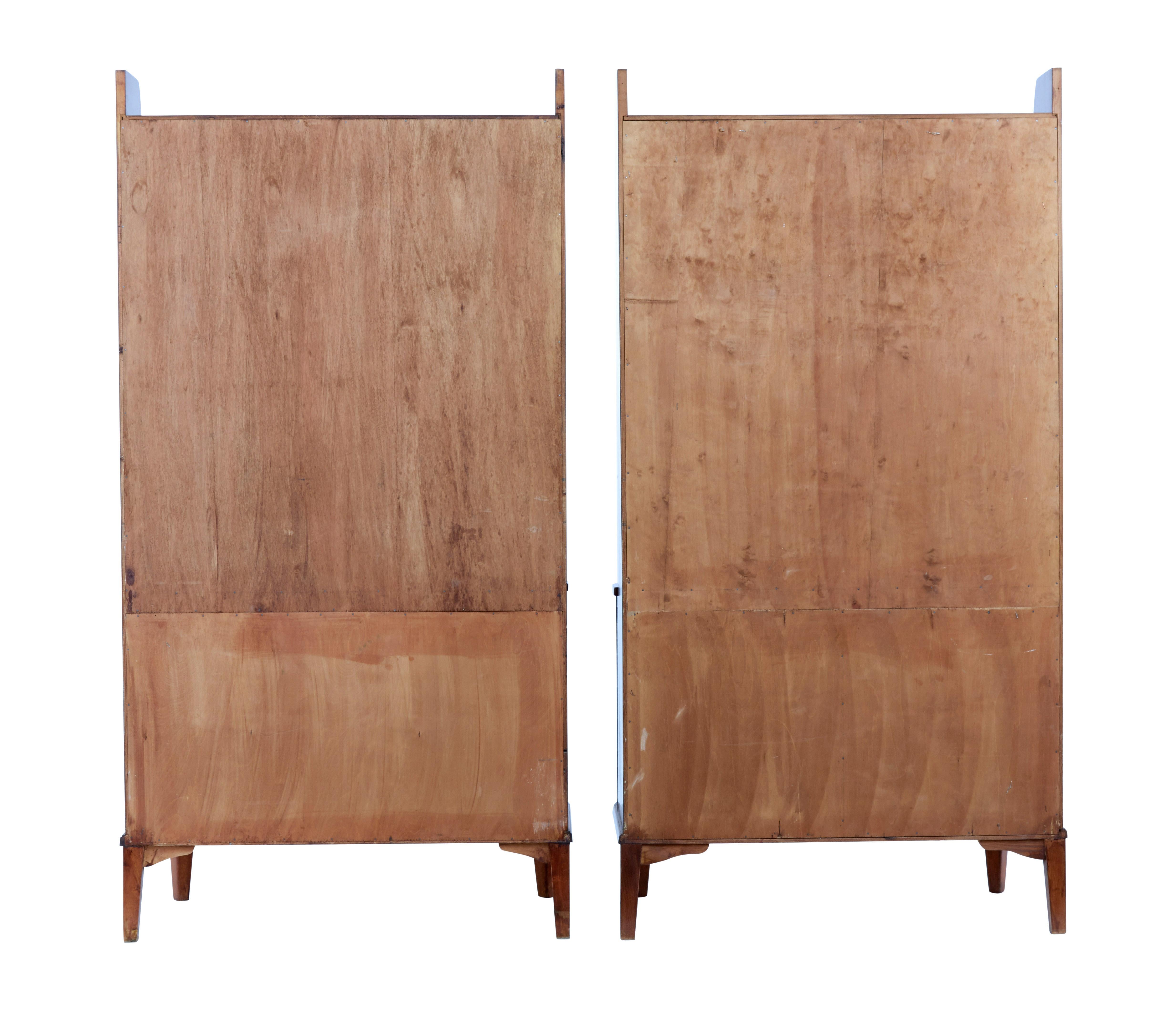 Mid-Century Modern Pair of Mid-20th Century Flame Mahogany Scandinavian Bookcases by Bodafors