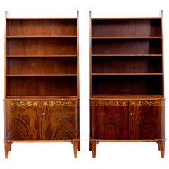 Pair of Mid-20th Century Flame Mahogany Scandinavian Bookcases by Bodafors