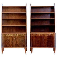 Pair of Mid-20th Century Flame Mahogany Scandinavian Bookcases by Bodafors