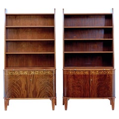 Pair of Mid 20th Century Flame Mahogany Scandinavian Bookcases by Bodafors