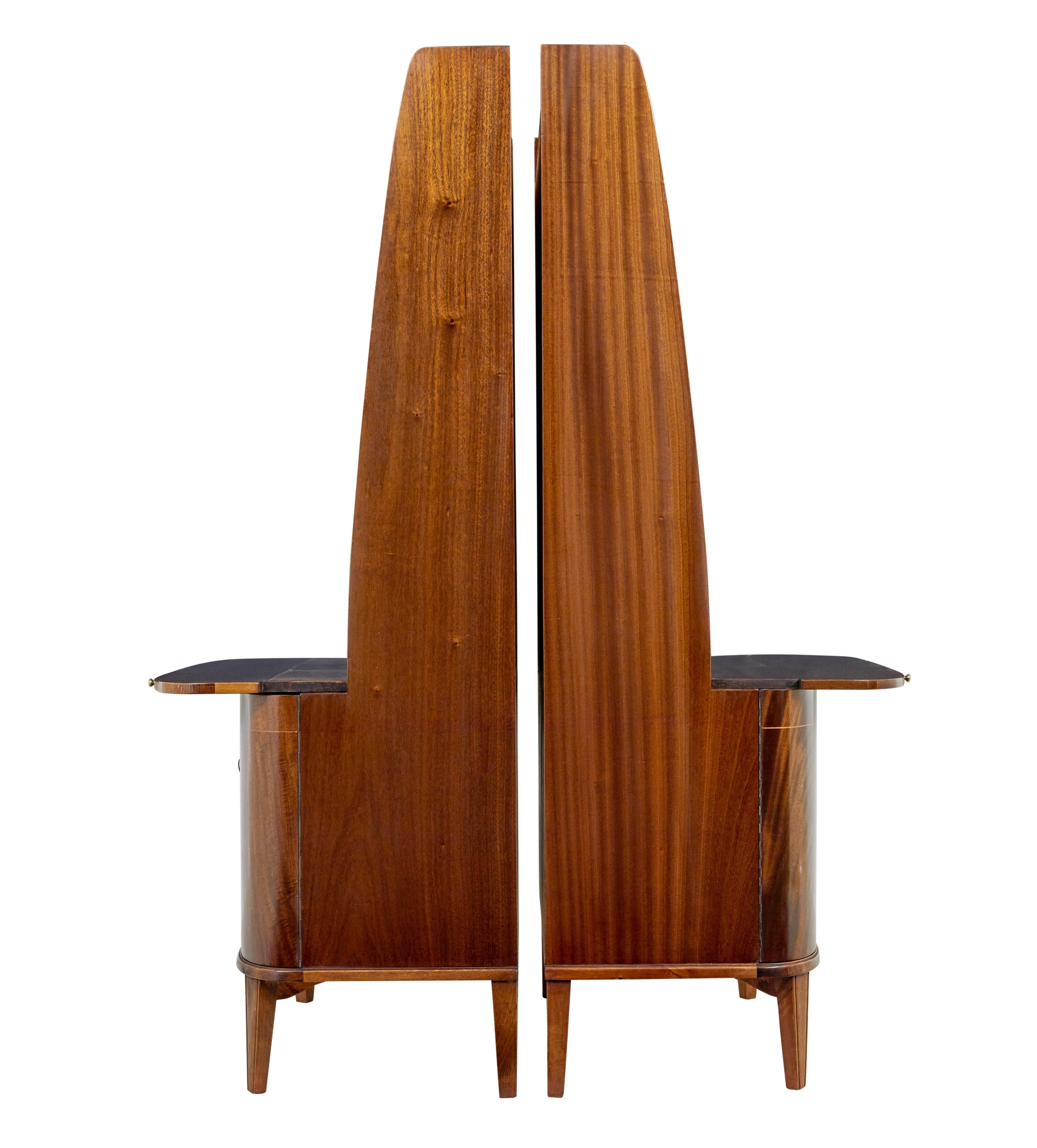 Mid-Century Modern Pair of mid 20th century flame mahogany Swedish bookcases by Bodafors