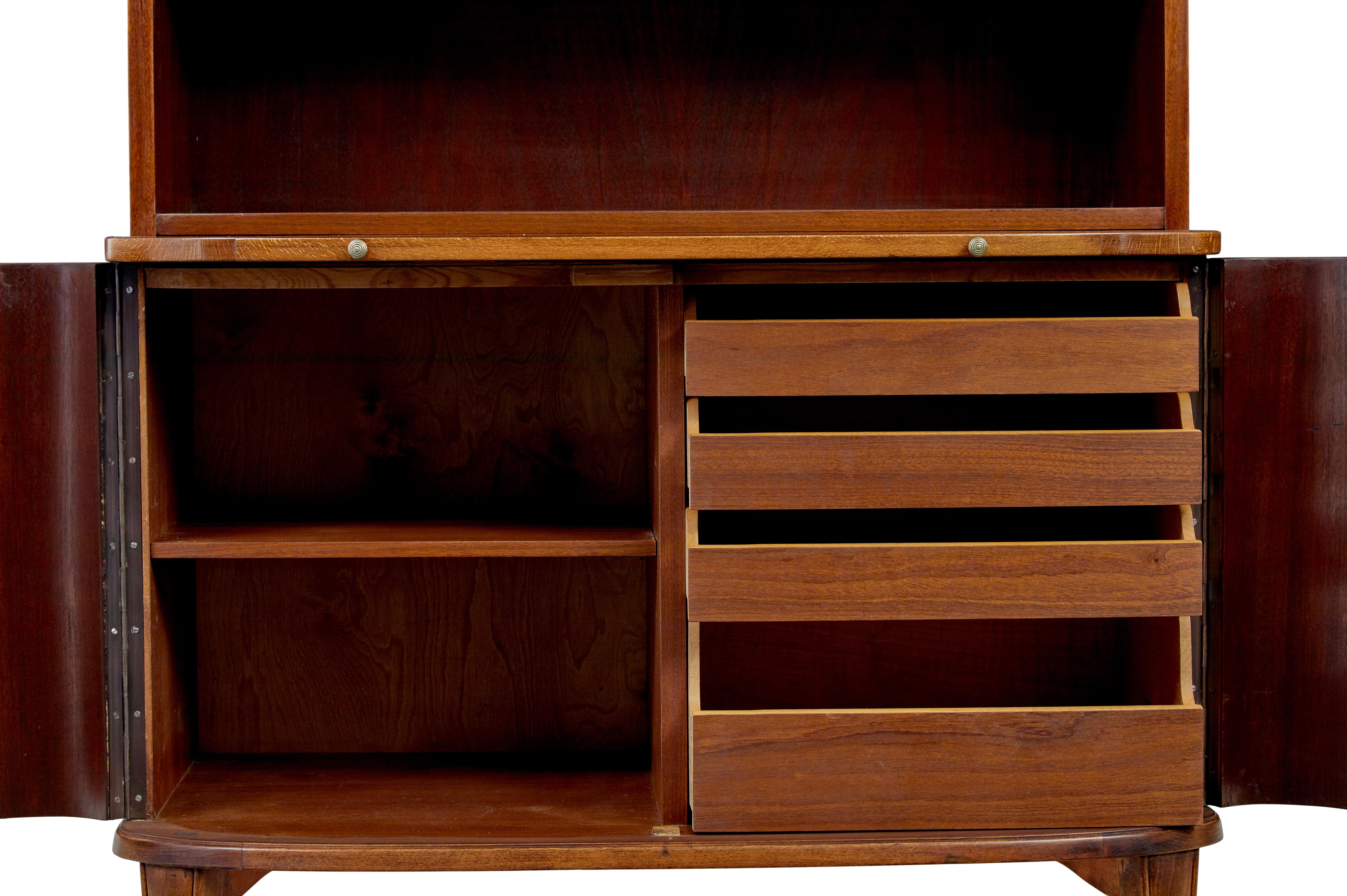 Mahogany Pair of mid 20th century flame mahogany Swedish bookcases by Bodafors For Sale