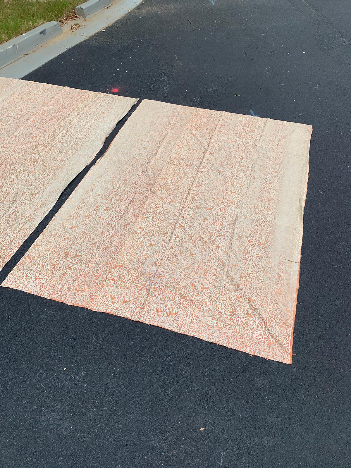 Pair of Mid-20th Century Fortuny Fabric Panels with Custom Seaming In Good Condition In Atlanta, GA