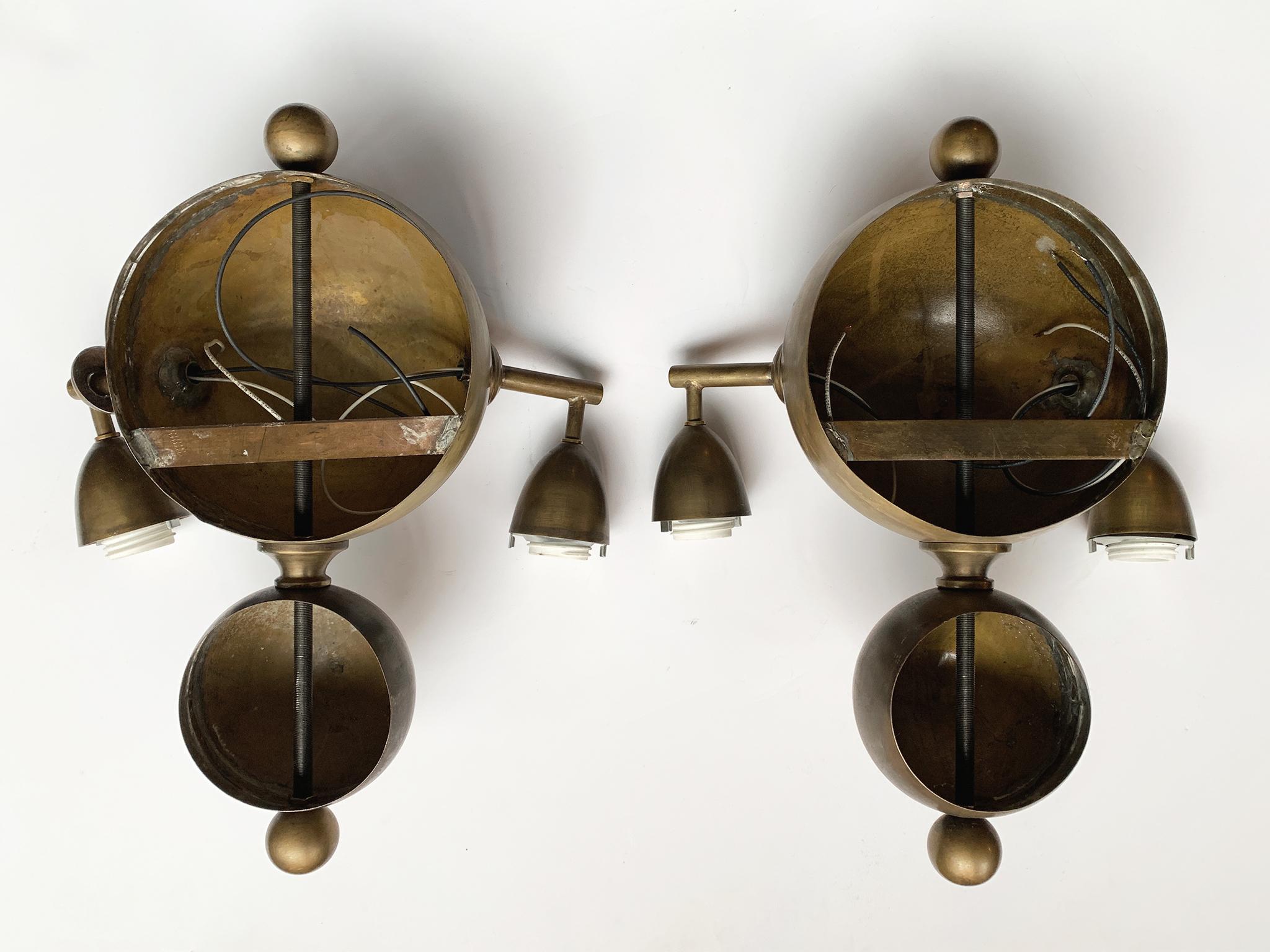 Pair of Mid-20th Century French Brass Double-Arm Sconces 7