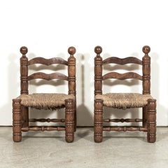 Mid-20th Century Pair French Brutalist Style Fireplace Chairs by Charles Dudouyt