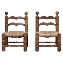 Mid-20th Century Pair French Brutalist Style Fireplace Chairs by Charles Dudouyt