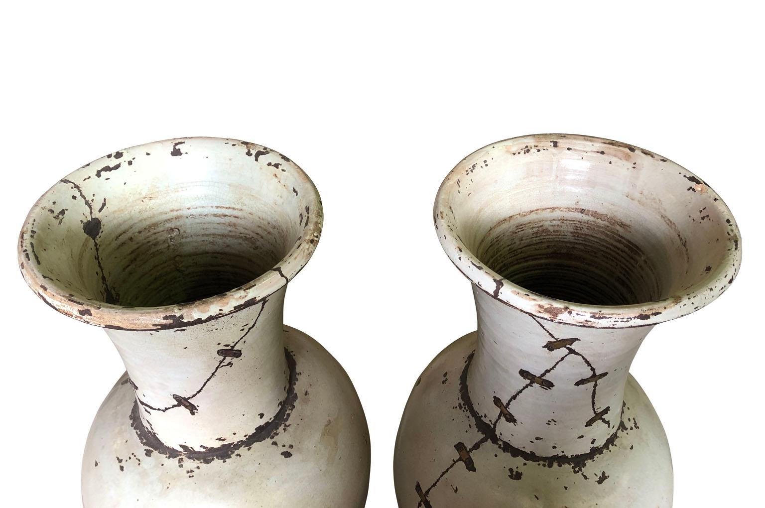 Pair of Mid-20th Century French Ceramic Vases For Sale 1