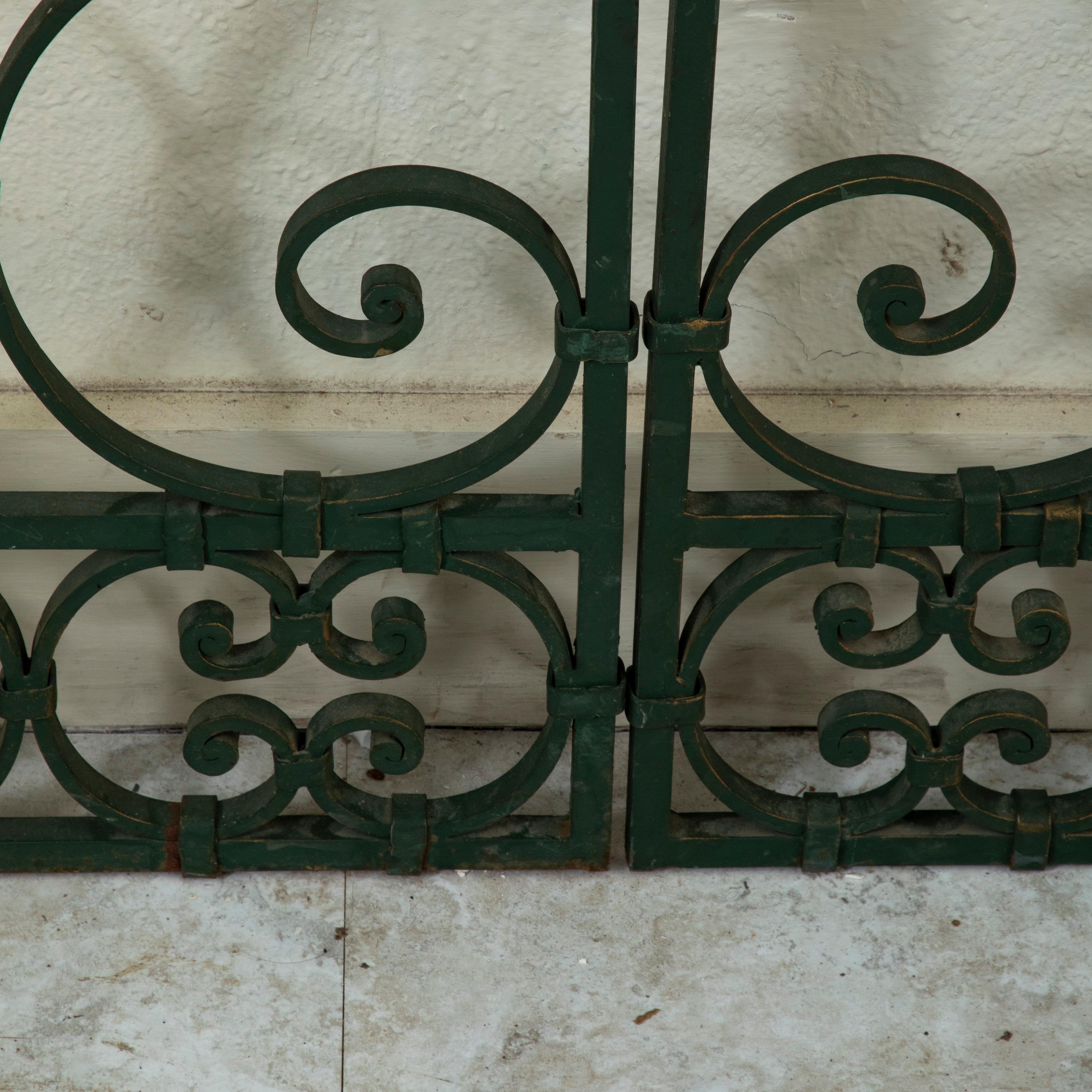 Pair of Mid 20th Century French Double Faced Wrought Iron Gates, Gold Detailing 6