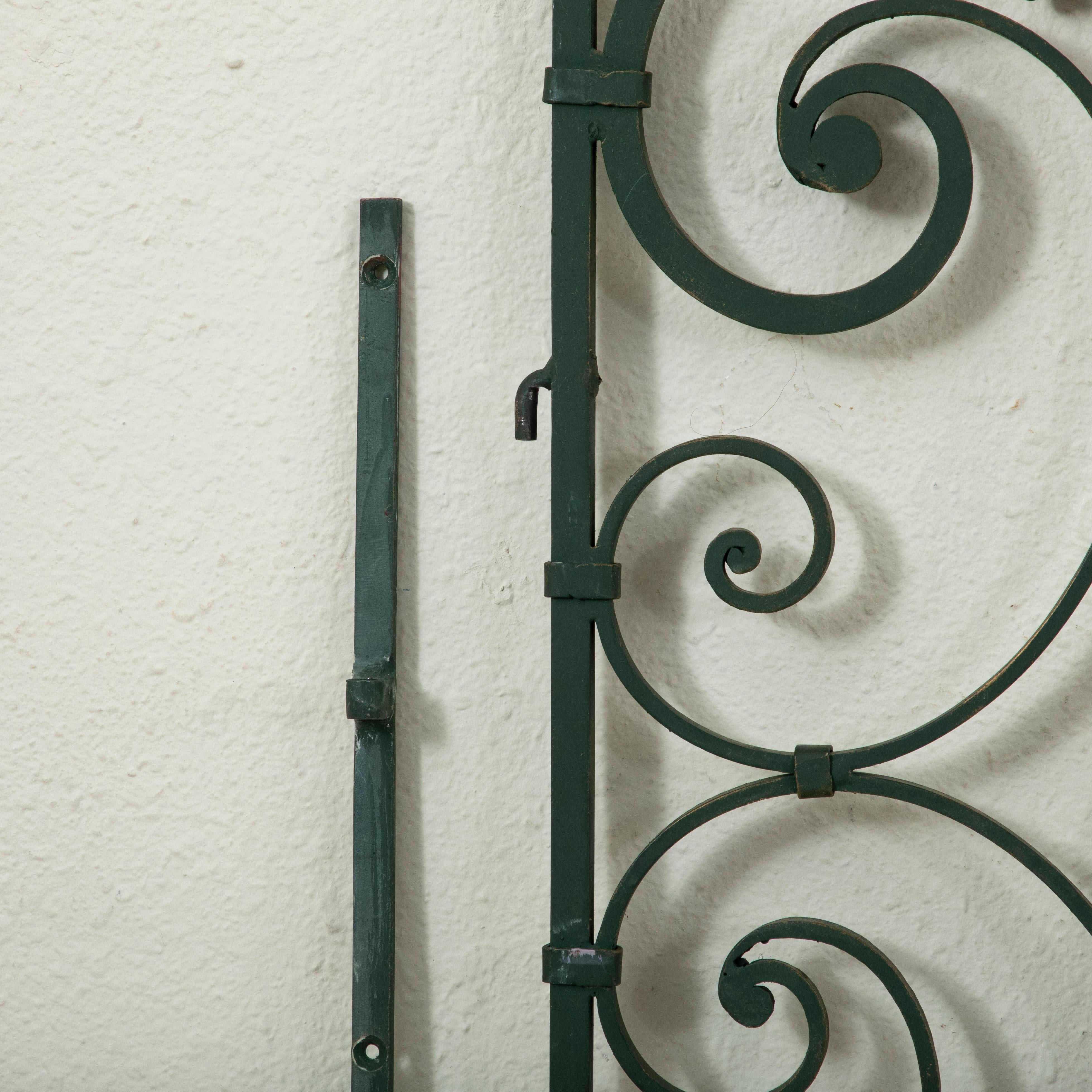 Pair of Mid 20th Century French Double Faced Wrought Iron Gates, Gold Detailing 7