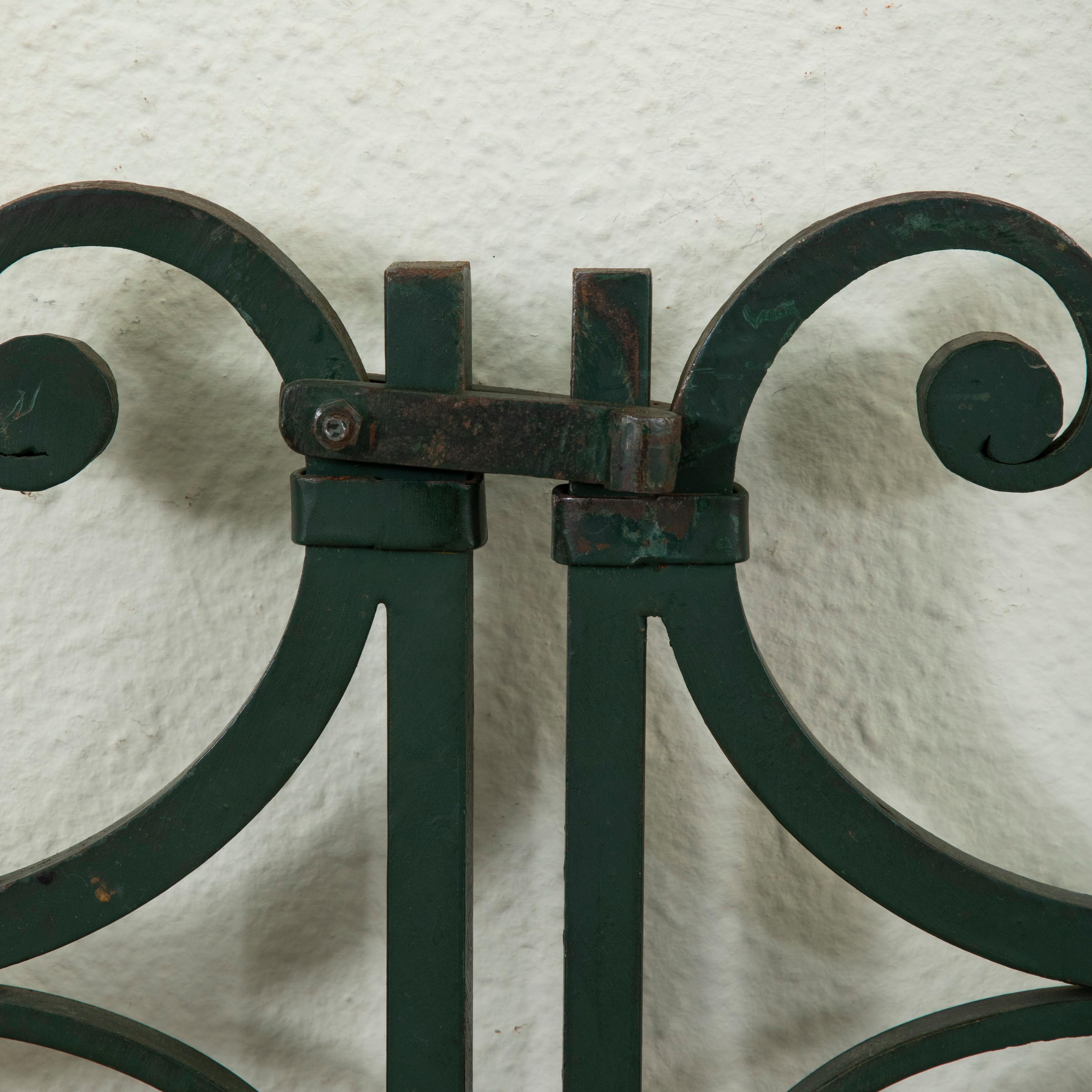 Pair of Mid 20th Century French Double Faced Wrought Iron Gates, Gold Detailing 8