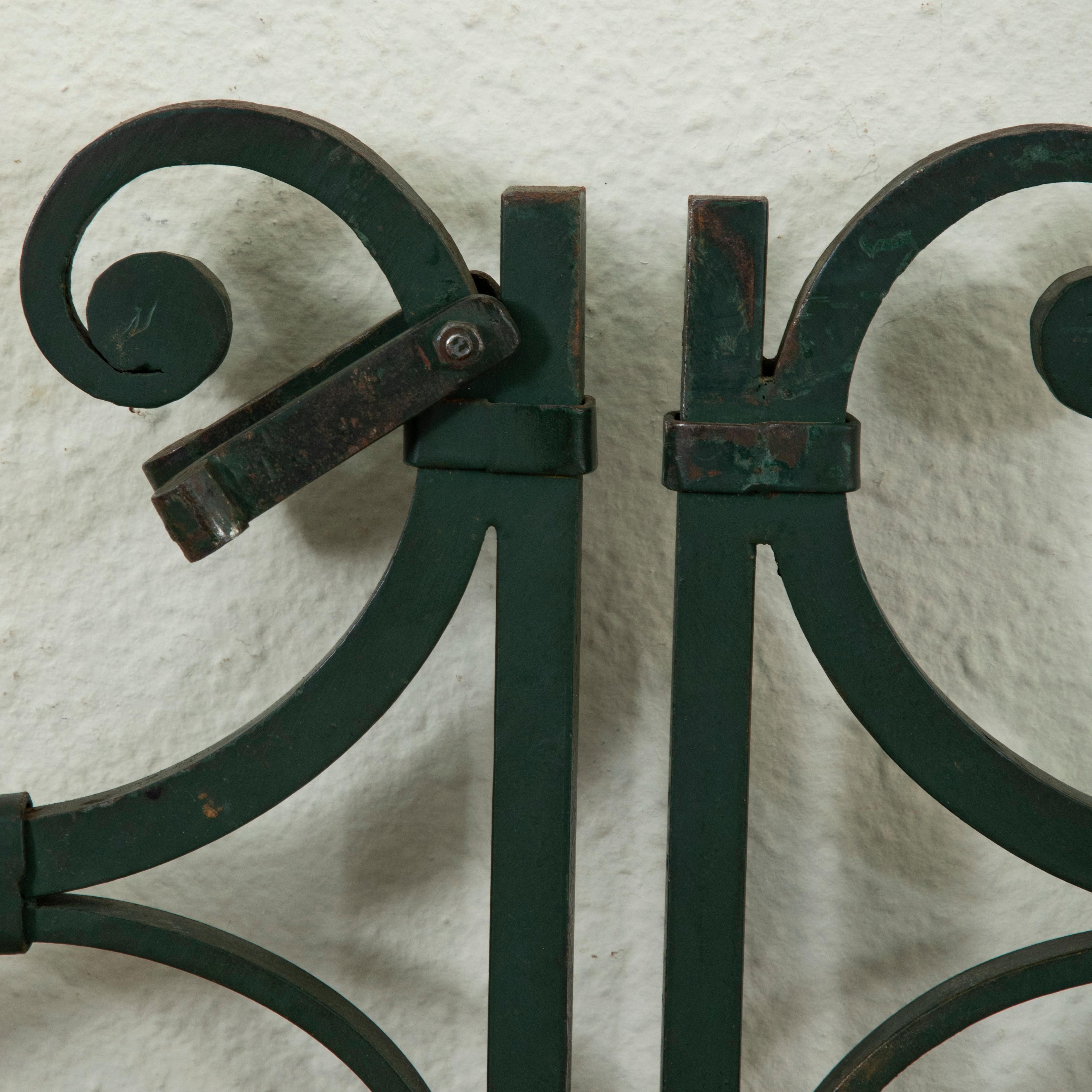 Pair of Mid 20th Century French Double Faced Wrought Iron Gates, Gold Detailing 9