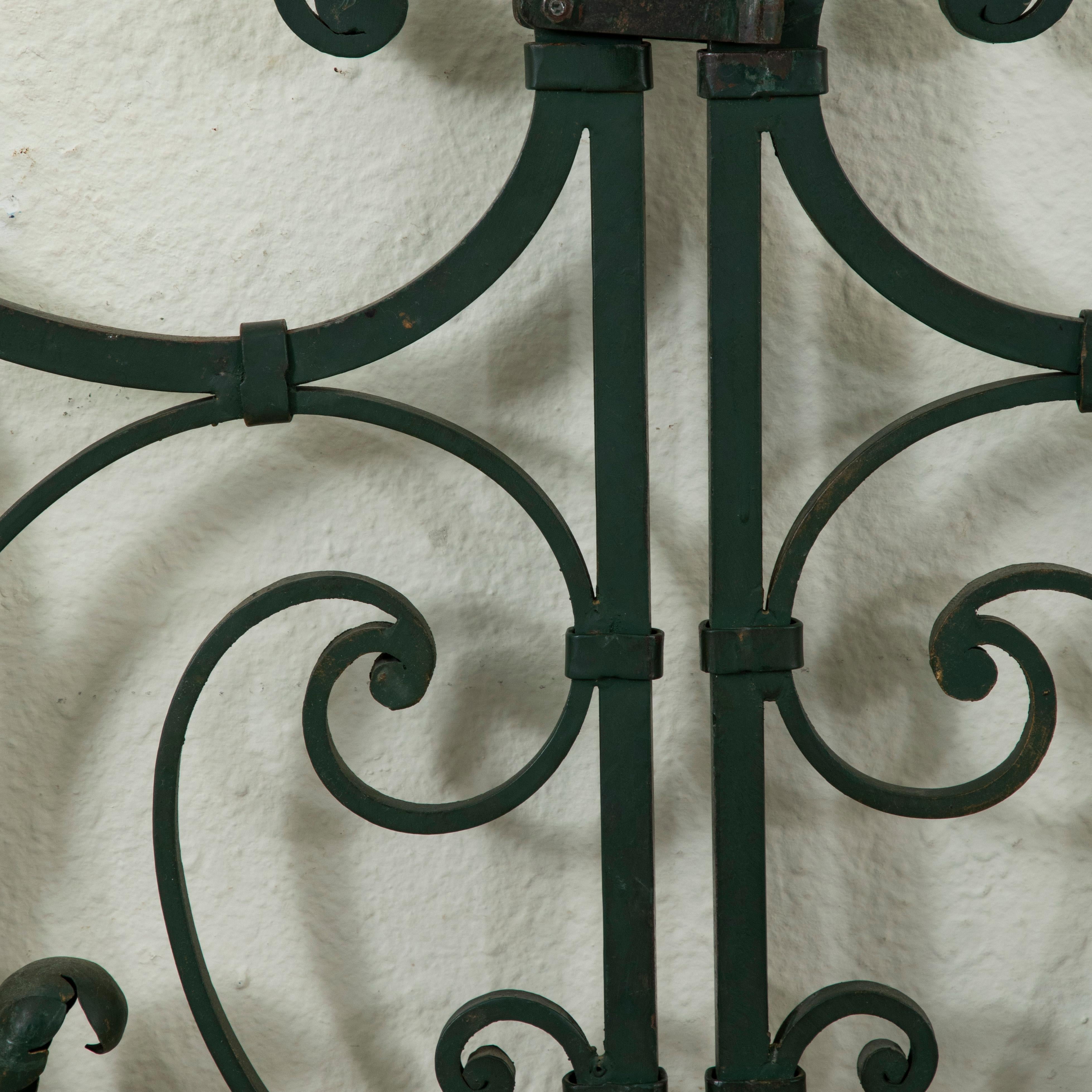 Pair of Mid 20th Century French Double Faced Wrought Iron Gates, Gold Detailing 3