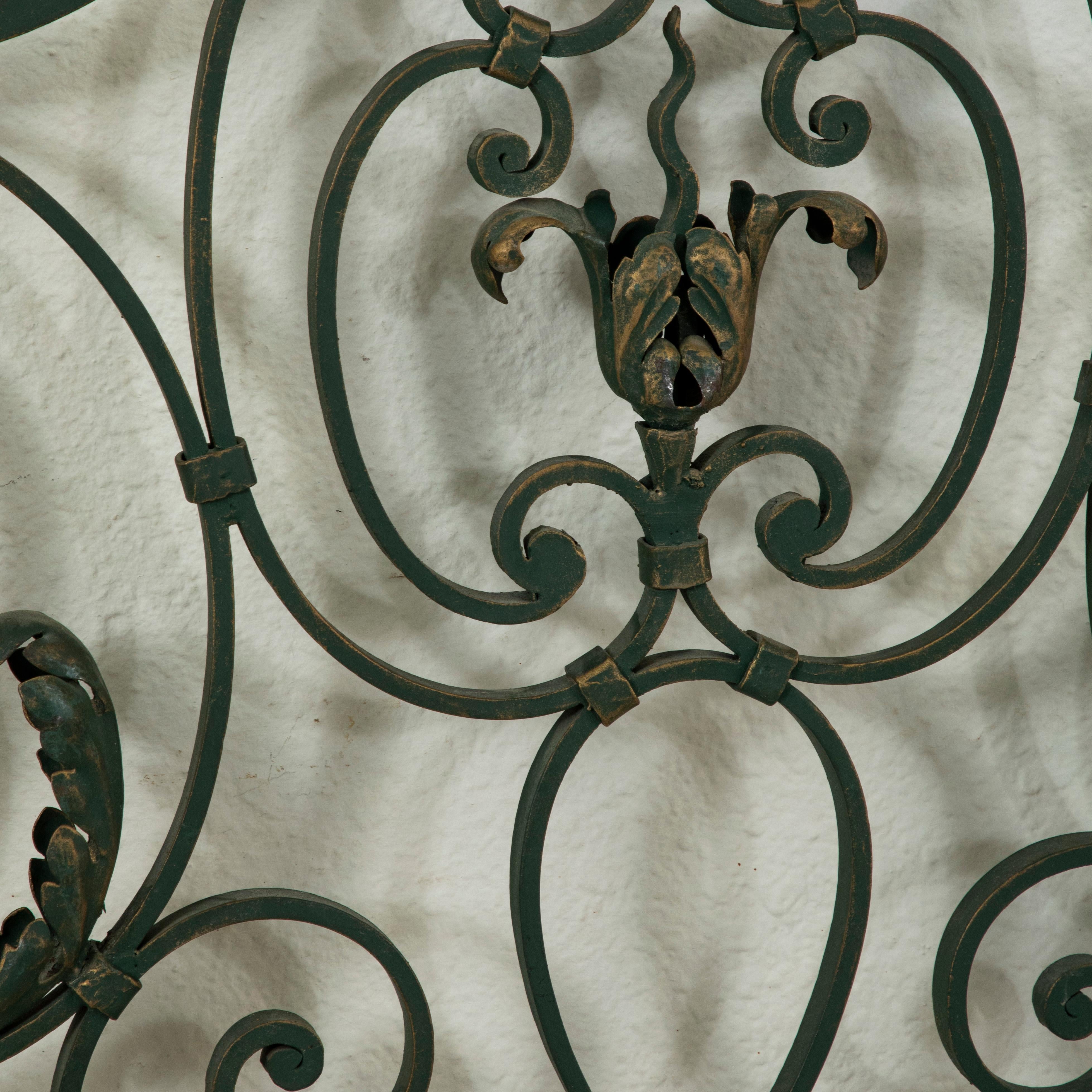 Pair of Mid 20th Century French Double Faced Wrought Iron Gates, Gold Detailing 4