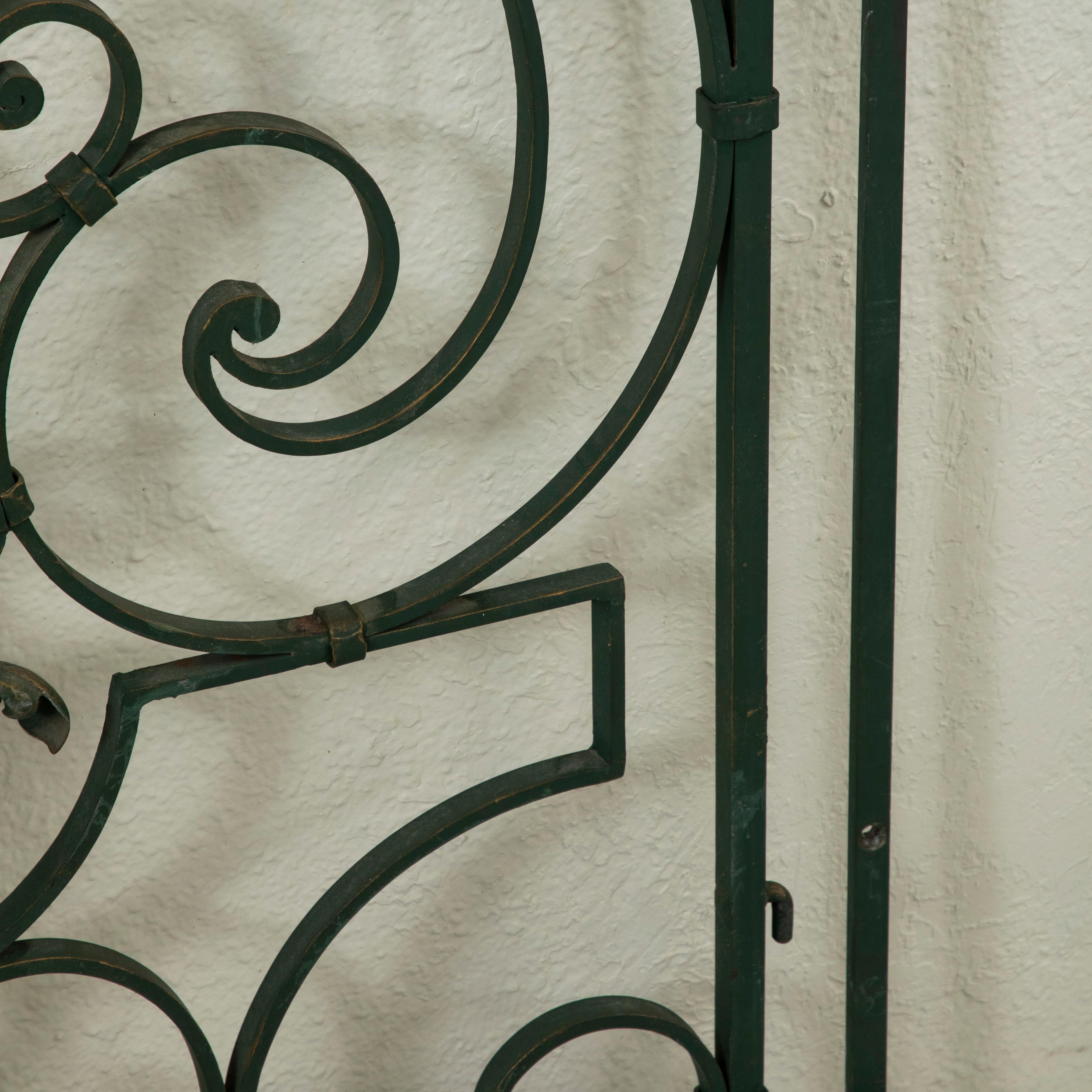 Pair of Mid 20th Century French Double Faced Wrought Iron Gates, Gold Detailing 5
