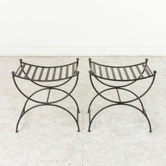 Pair of Mid-20th Century French Iron Benches, Banquettes, or Stools