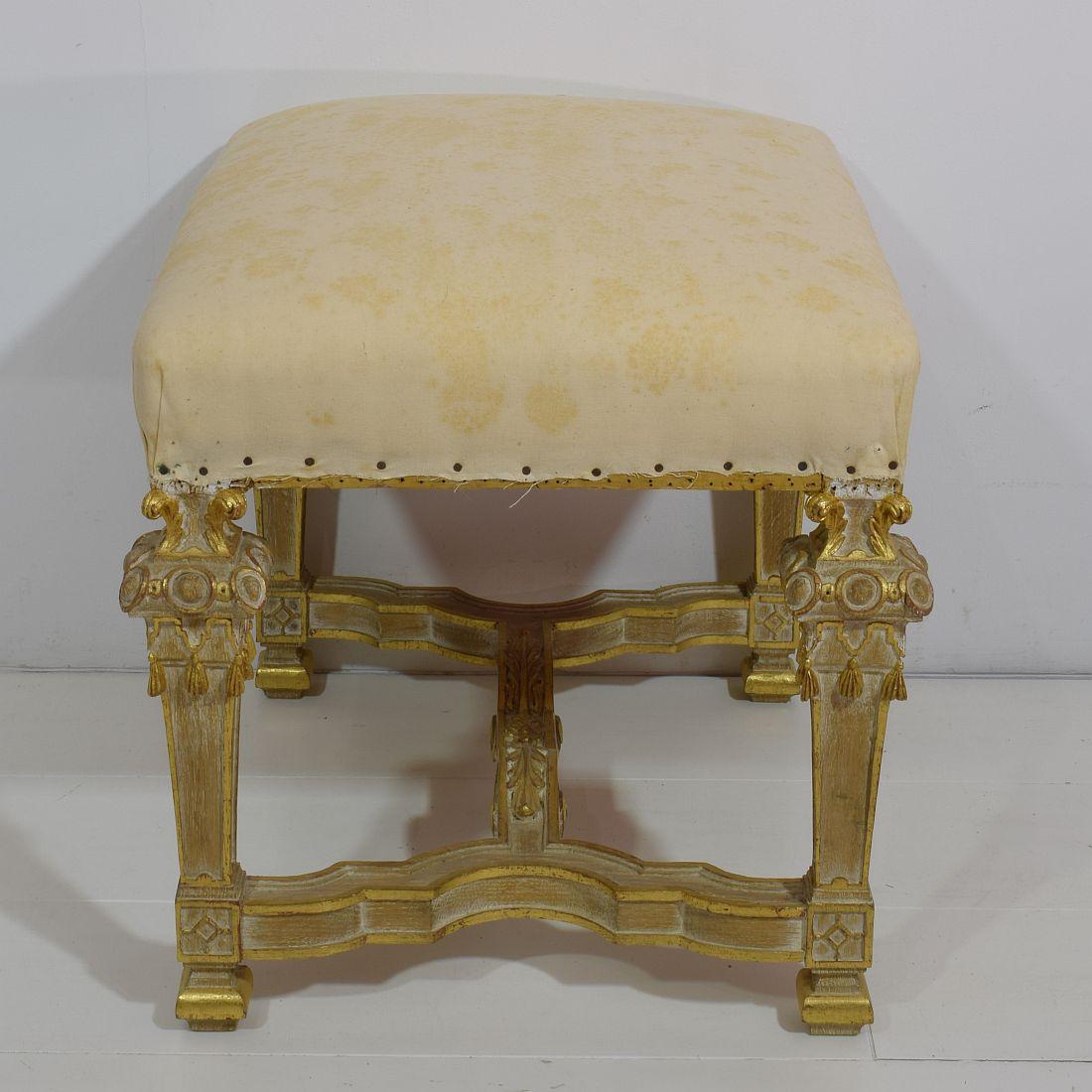 Pair of Mid-20th Century French Louis XVI Style Carved Stools or Tabourets 8