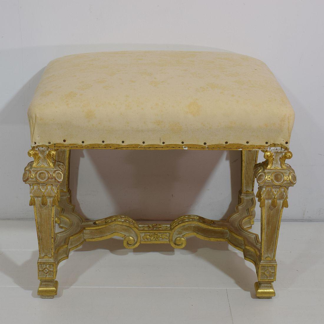 Pair of Mid-20th Century French Louis XVI Style Carved Stools or Tabourets 9
