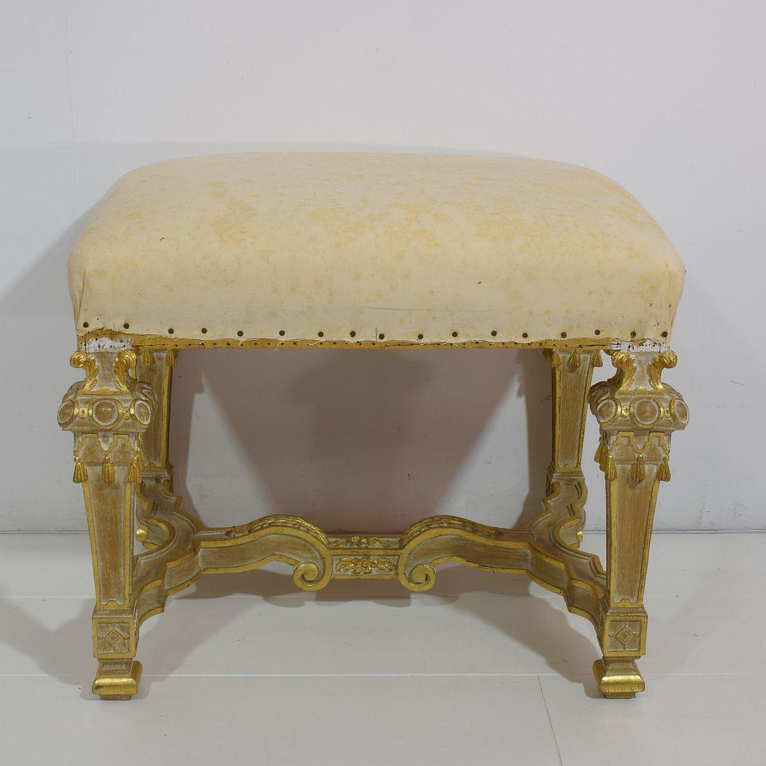 Pair of Mid-20th Century French Louis XVI Style Carved Stools or Tabourets 1