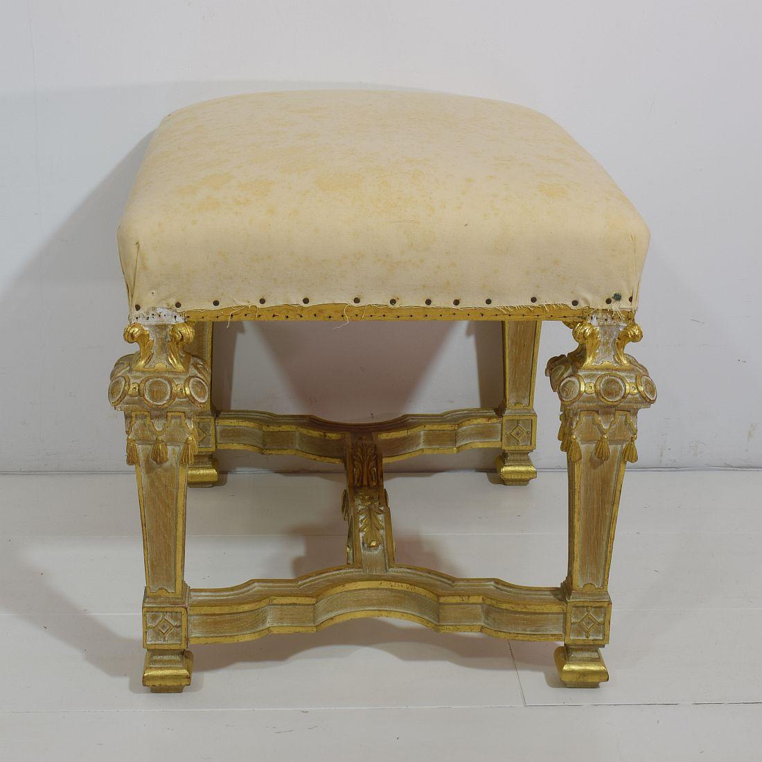 Pair of Mid-20th Century French Louis XVI Style Carved Stools or Tabourets 2