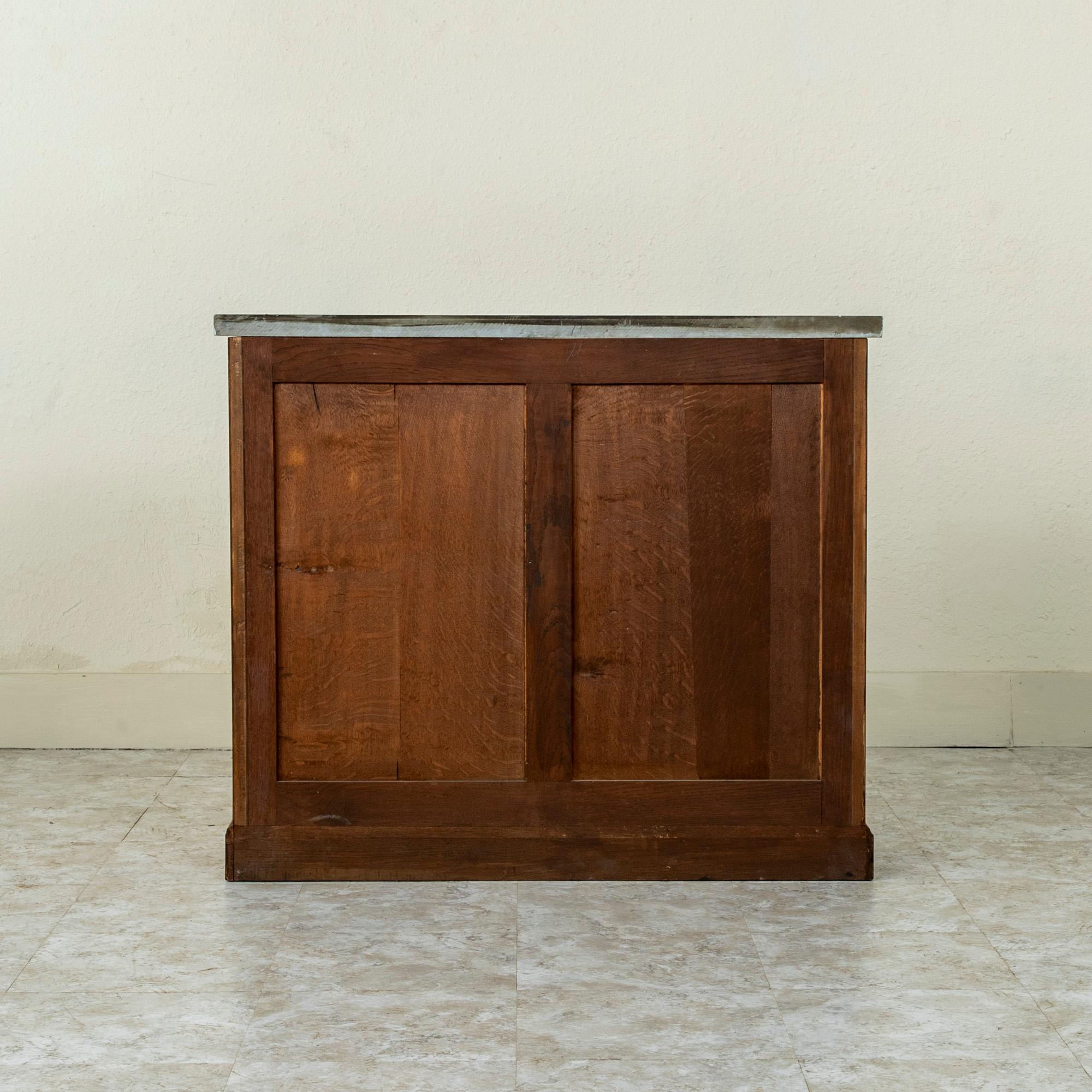 Pair of Mid-20th Century French Mahogany Console Cabinets with Grey Marble Tops For Sale 2