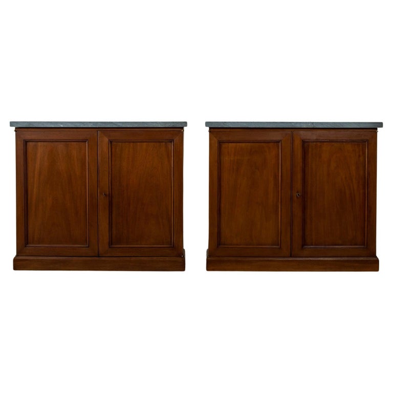 Pair of Mid20th Century French Mahogany Console with Grey