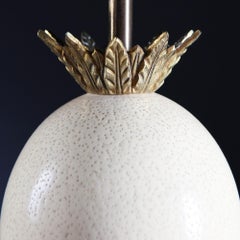 Pair of Mid-20th Century French Ostrich Egg Table Lamps Stamped Maison Charles