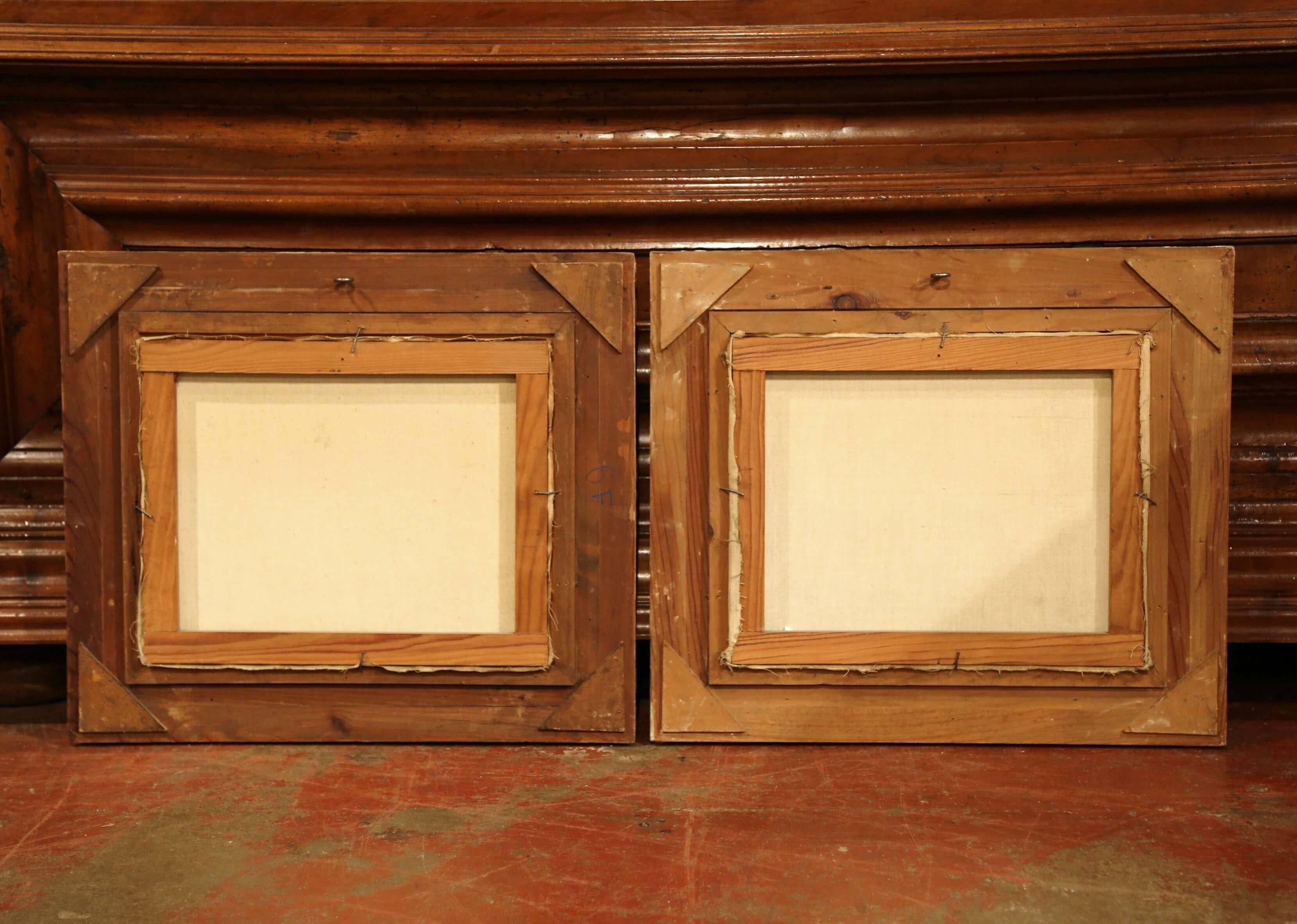 Pair of Mid-20th Century French Paris Paintings in Carved Frames Signed L. Dali 7