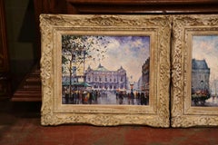 Pair of Mid-20th Century French Paris Paintings in Carved Frames Signed L. Dali