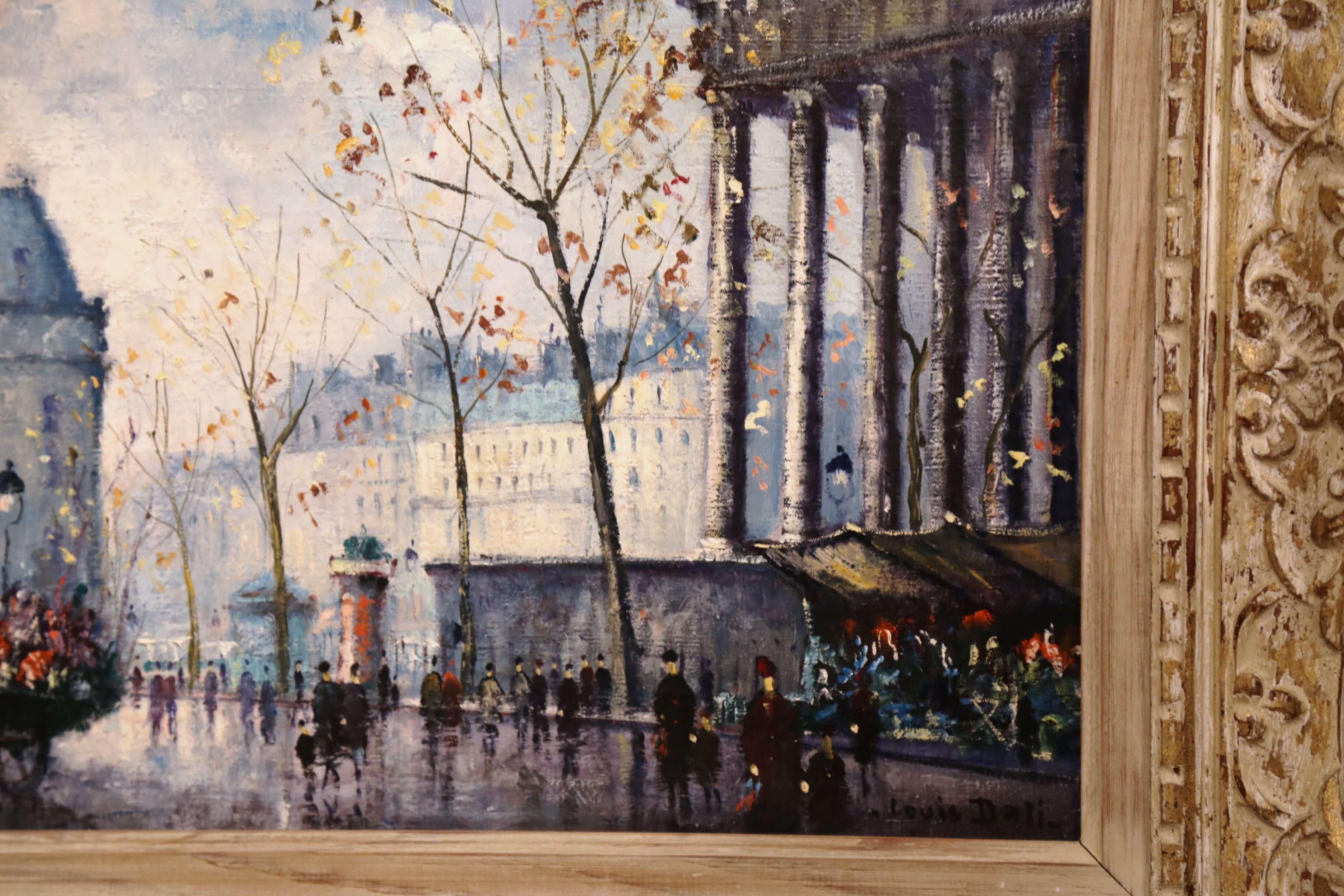 Pair of Mid-20th Century French Paris Paintings in Carved Frames Signed L. Dali 5